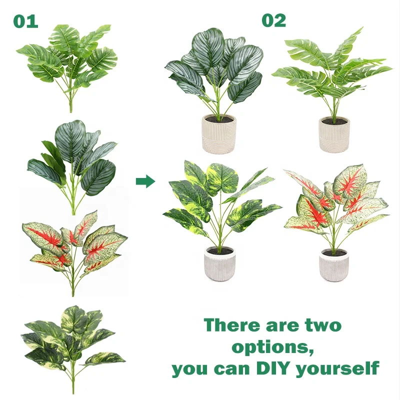 indoor home Decor Artificial Potted Tree Leaf leaves Palm Foliage Artificial Plant