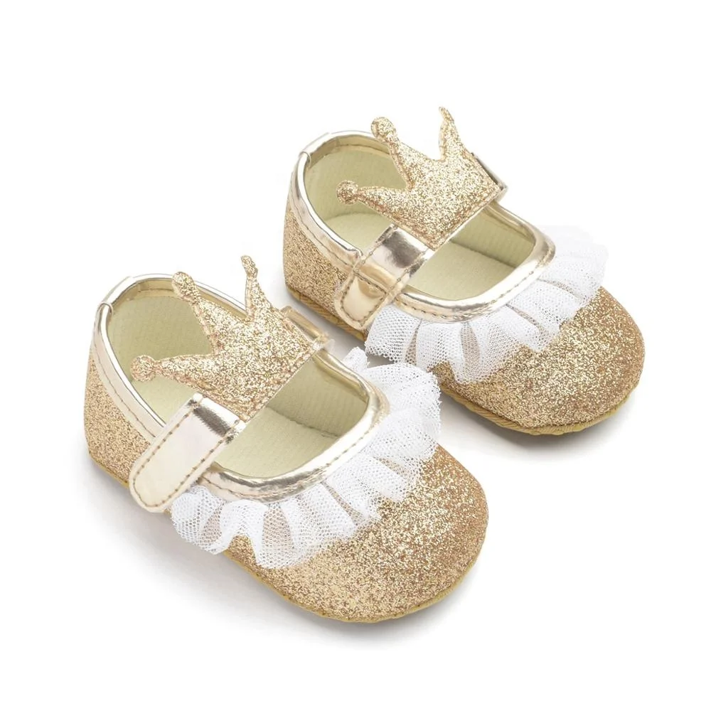WONBO Beautiful crown design princess baby girl shoes First Walkers Lace Newborn Moccasins For Girls
