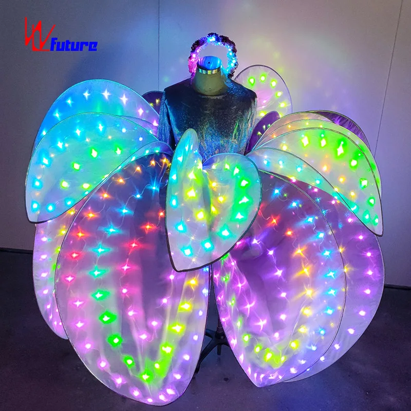 Purple LED Pixel Flower Costume Dance Stage Show Costume Entertainment LED Light Petals