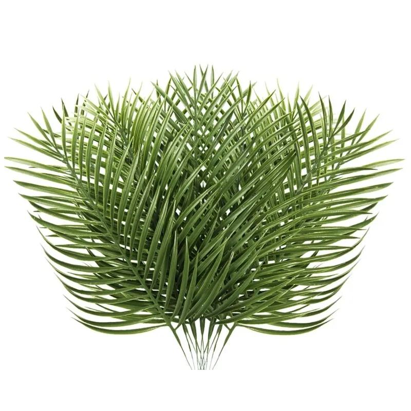 Artificial Palm Leaves Tropical Plants Fronds Faux Leaves with Stem for Tropical Jungle Green Leaves Party Wedding Decoration
