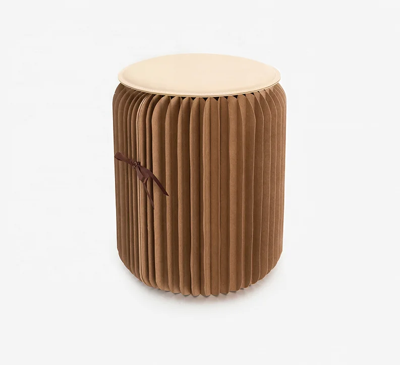 Craft Paper 42cm Foldable Ottoman Stool Outdoor Foldable Chair Space Saving Home Furniture Paper Stool