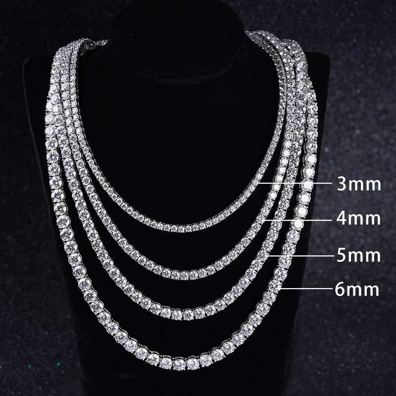 Hip Hop Men Jewelry 925 Silver Moissanite Tennis Chain - Buy Iced Out  Moissanite  3mm Tennis Chain