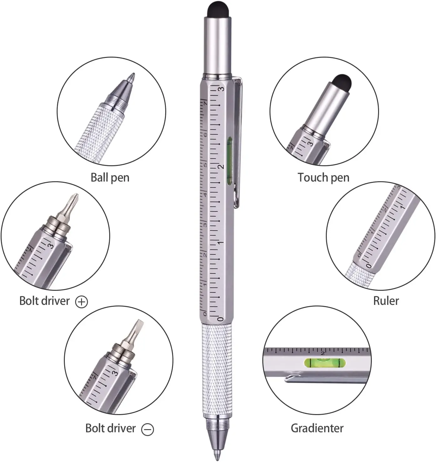 Wholesale Factory Price Metal Multi Tool Pen 6-in-1 Stylus Pen With Screwdriver