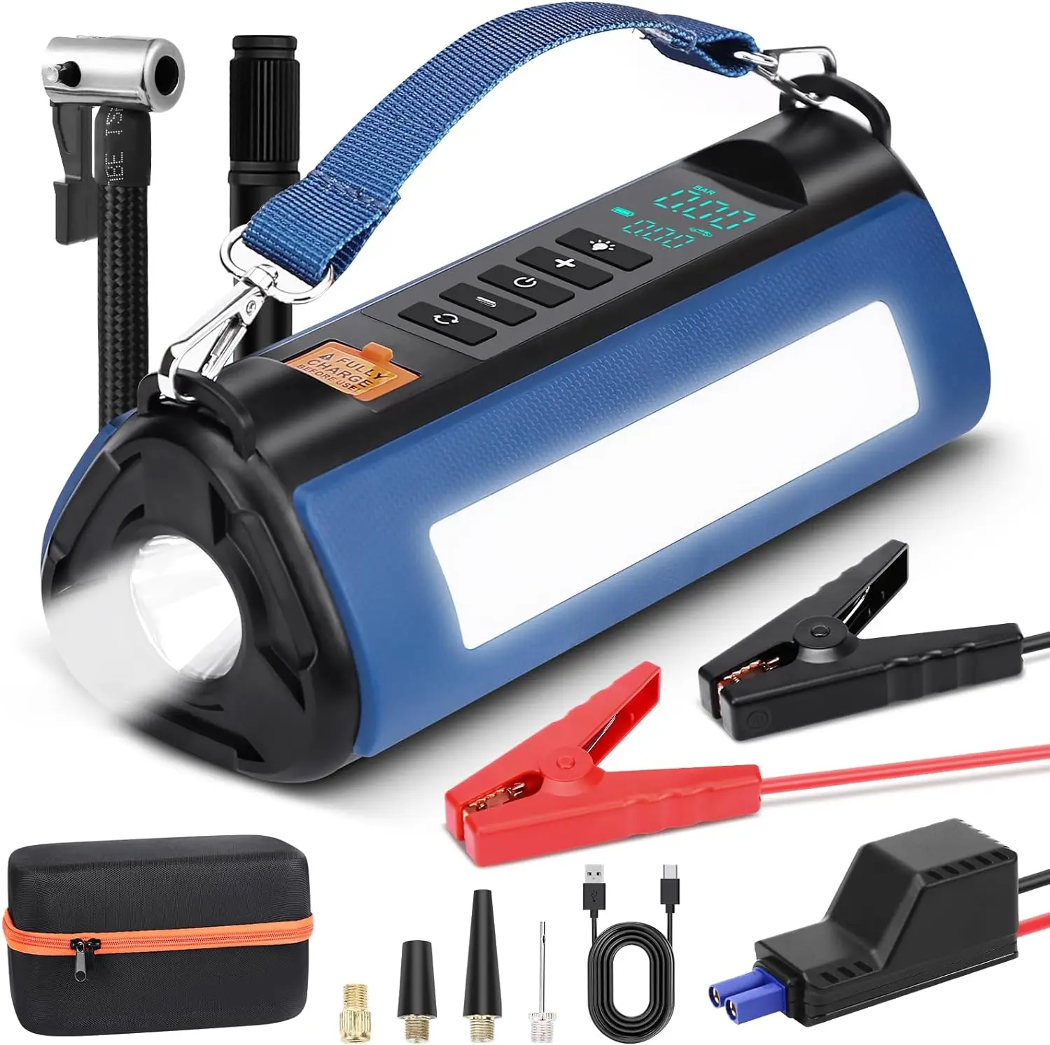 12V Portable Jump Starter And Air Compressor 10000mah Car Jump Starter Power Bank Peak 1500A Auto Jump Starter