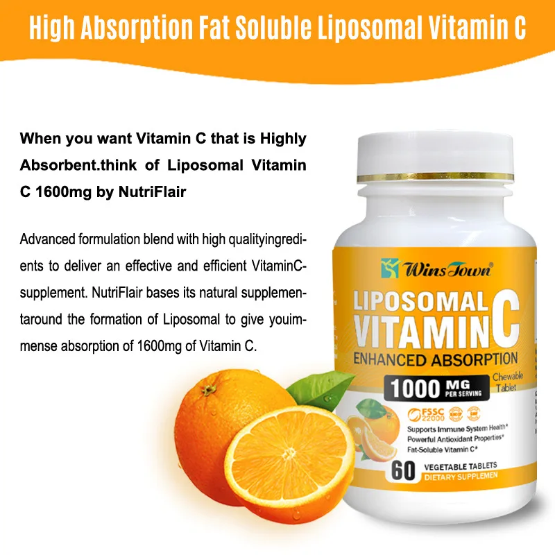 2024 New Products Premium Liposomal Vitamin C Tablet 1000 mg Ultra Absorbable Ascorbic Acid for Immune System and Collagen