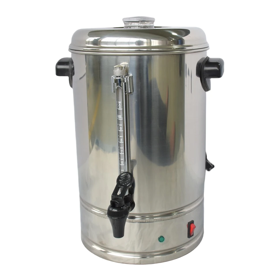 CP10A Commercial Stainless Steel Percolator Coffee Maker & 10L Hot Water Urn - Ideal for Catering Events
