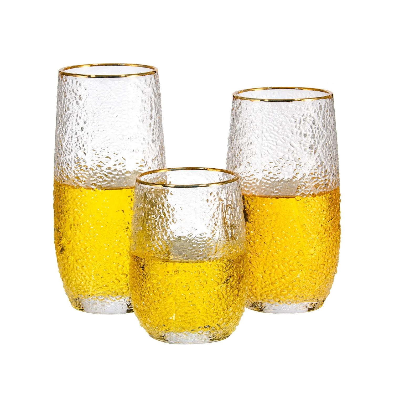 1000ML Large Capacity Glass Drinking Water Cup Tumbler Bedside Bottles Pitcher Jug Set with Gold Rim