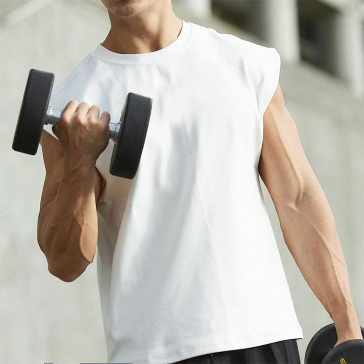 Fashion running workout gym vest men muscle fit gym wear cotton plain tank tops with logo