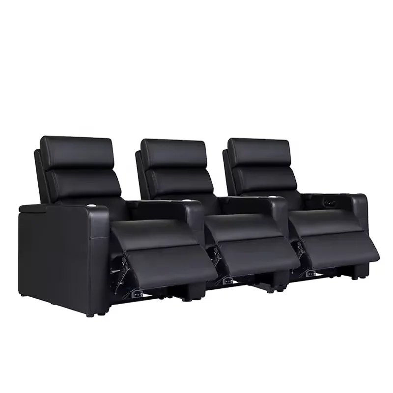Luxury leather reclining cinema sofa home theater furniture electric power heated massage recliner seats
