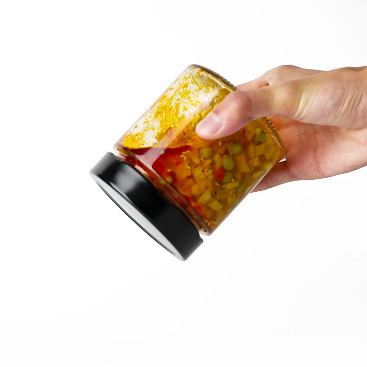Wide Mouth food storage container Jam Butter honey glass jar with airtight metal screw deep lid