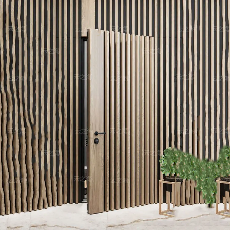 American modern front luxury anti-theft door steel entrance armored mansion front fluted panel  design entry door