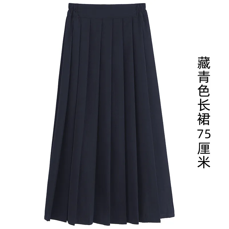 Japanese summer jk uniform pleated skirt mid-length college style elastic waist plus size student skirts