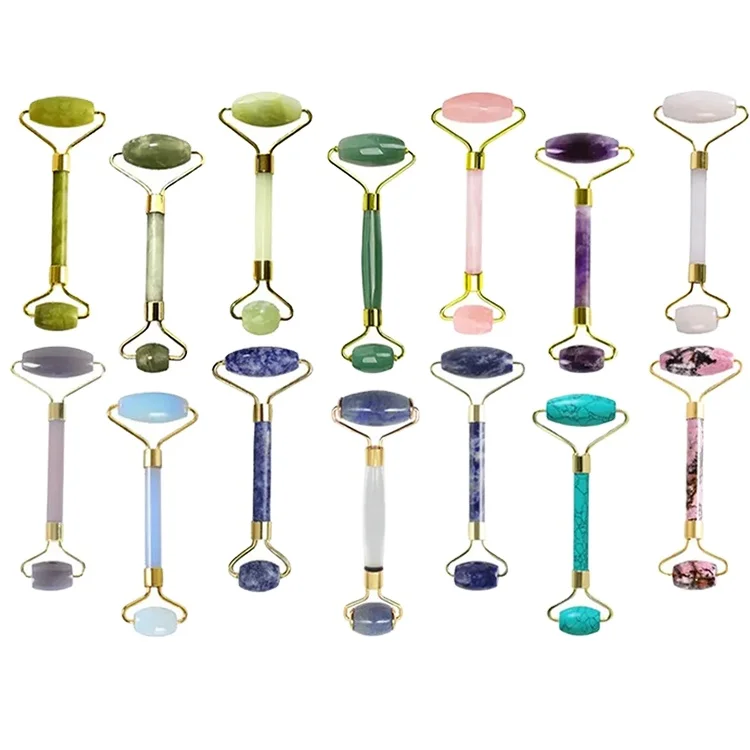 Natural Beauty Green Stone Massager Jade Roller Face Double Sided  Neck Lifting Massager