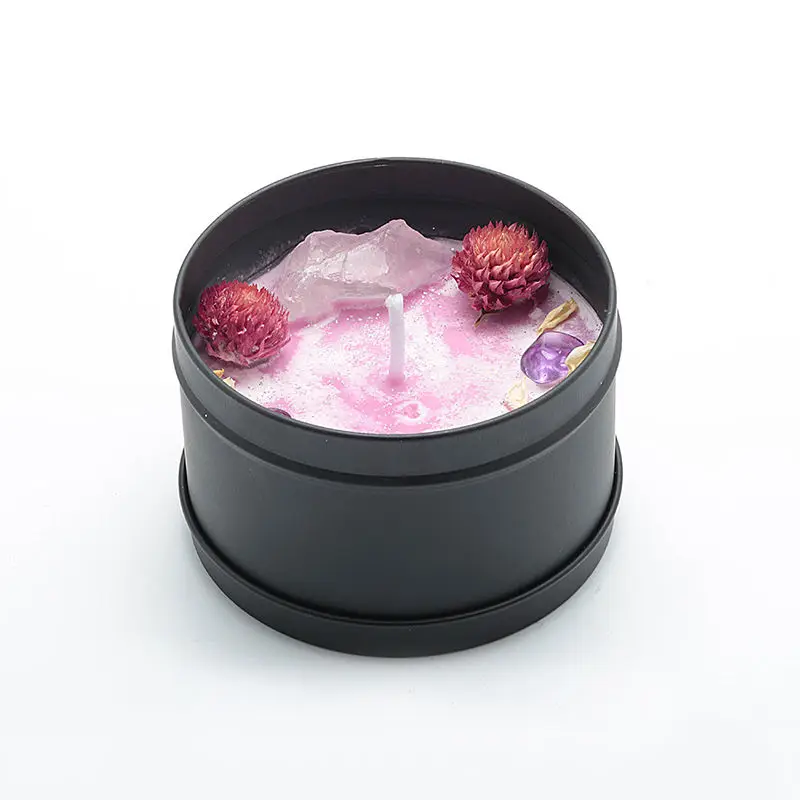 Luxury Custom Private Label Velas Dried Flowers Healing Crystal Aromatherapy Scented Candle/Candels