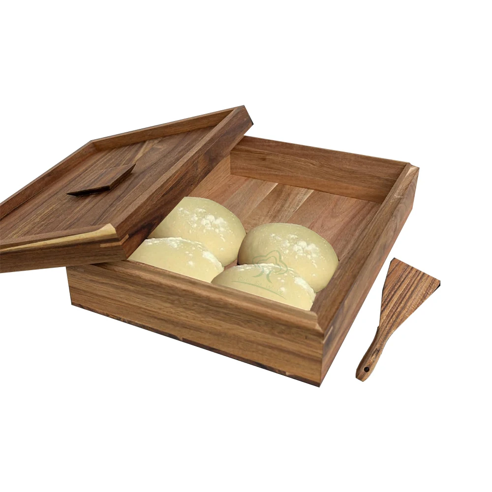 Natural Acacia Wood Dough Box Kitchen Wooden Pizza Dough Proofing Box Container Tray with Dough Spatula