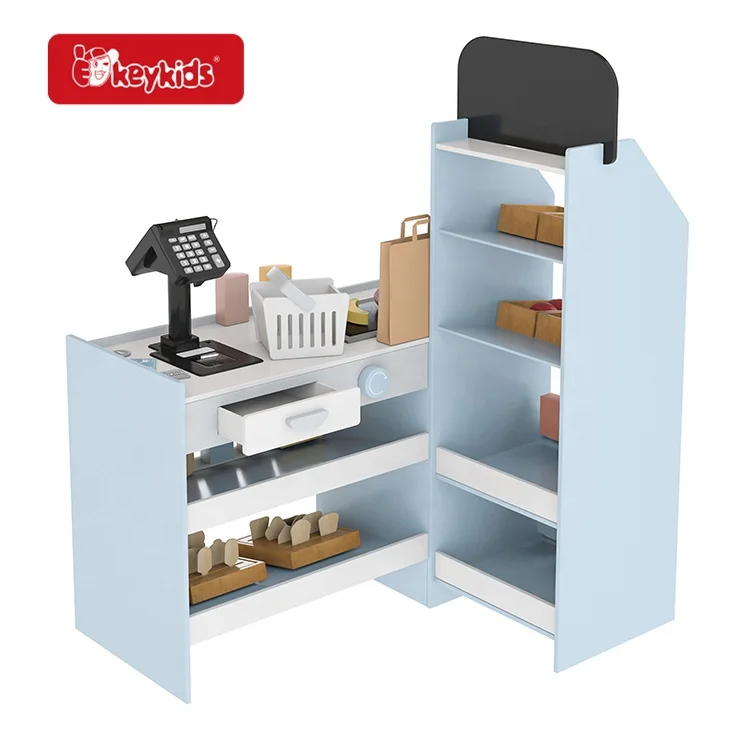 Kids Supermarket Set Role Play Wooden Superstore Shop Toys With Working Cashier W10A217