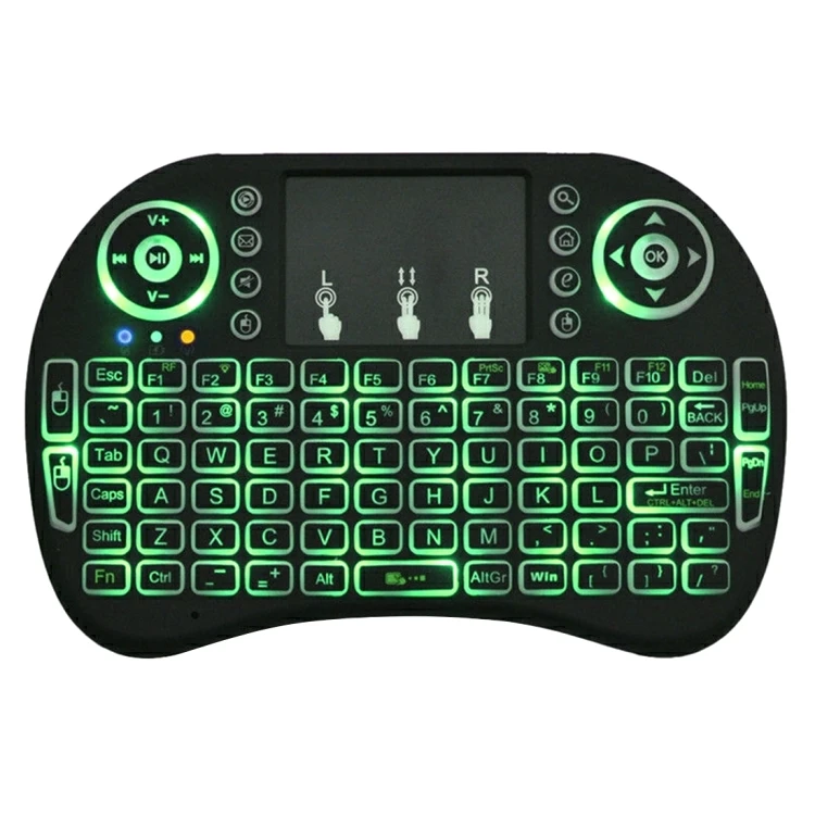 Лидер продаж мини-клавиатура с Цветной подсветкой Мини i8 Air Mouse 92 клавиши QWERTY 2 4G беспроводная клавиатура и
