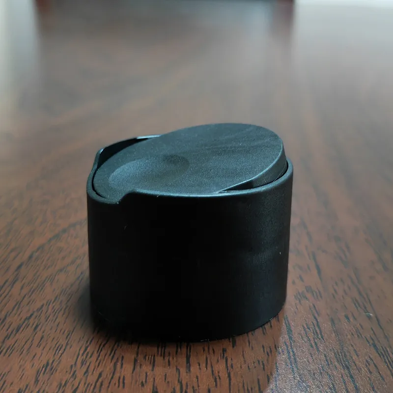 24mm matte black press cover for shampoo bottle packing 24/410 double wall disc top cap