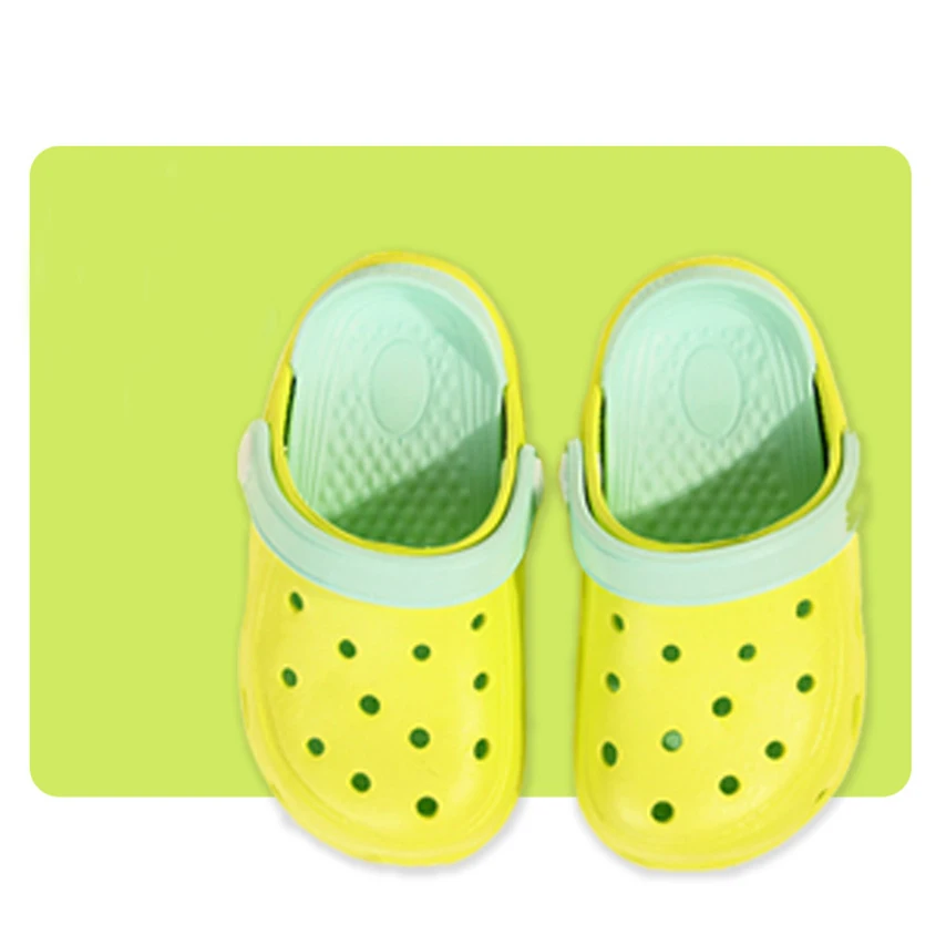Babyhappy Low Price Wholesale Summer Children Anti-slip Mules Clogs Solid Color Kids Hole Soft EVA Garden Shoes
