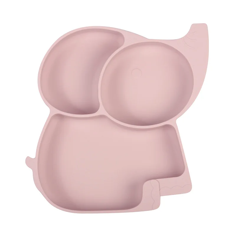 THEONE Bpa Free Silicone Elephant Shape Suction Baby Feeding Divided Plate for Toddler Baby