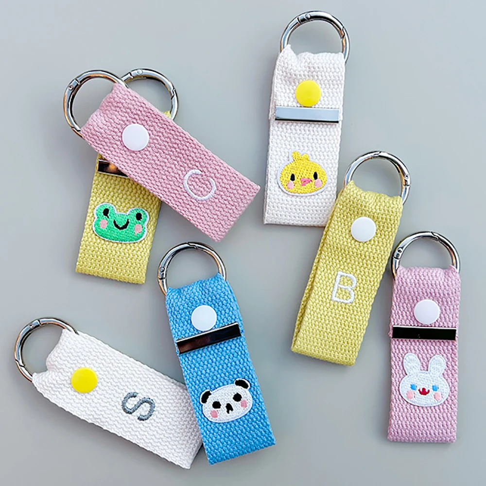 Custom Personalized Embroidered Initial Tag Kids Name Tag Birthday Gift Luggage Tag Keyring Short Canvas Webbing Strap Keychain