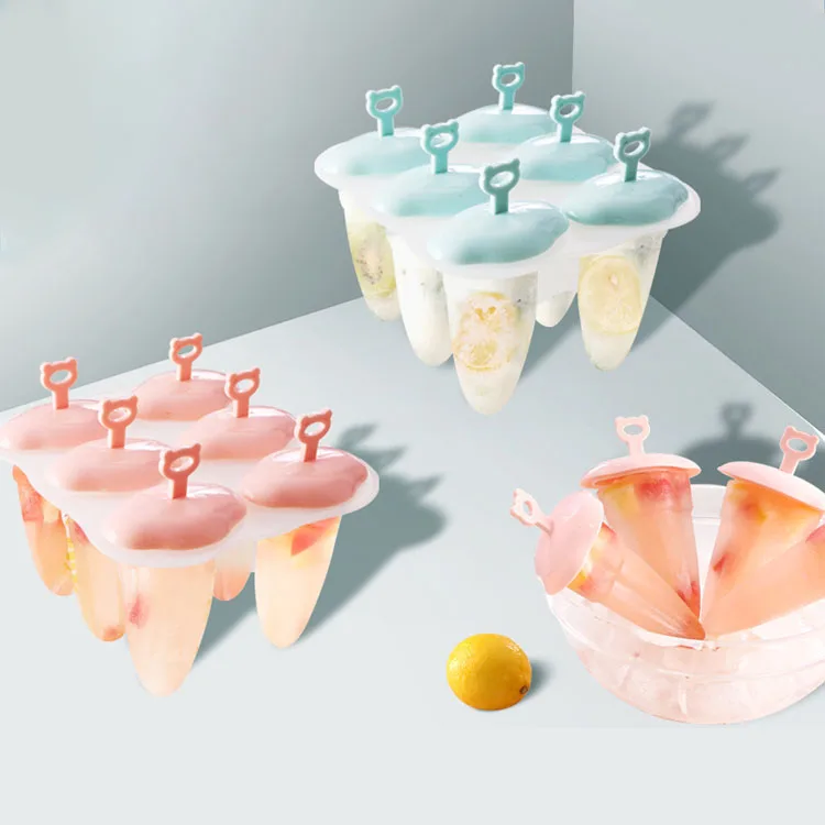6 Piece Clear Reusable Ice Cream Maker Mould Tools Easy Release Silicone Ice Cream Popsicle Molds Tray