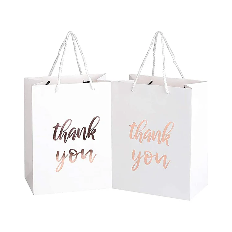Direct Manufacturers Custom Eco Friendly Gift Wedding Party Packing Eco Friendly White Thank You Shopping Tote Kraft Paper Bag