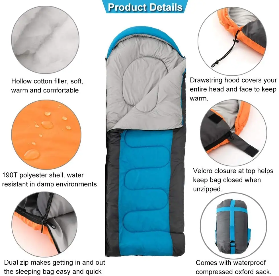  Outdoor summer 170T Polyester Adult Hollow Fiber Cotton Waterproof Travel Hiking Camping Envelope Sleeping