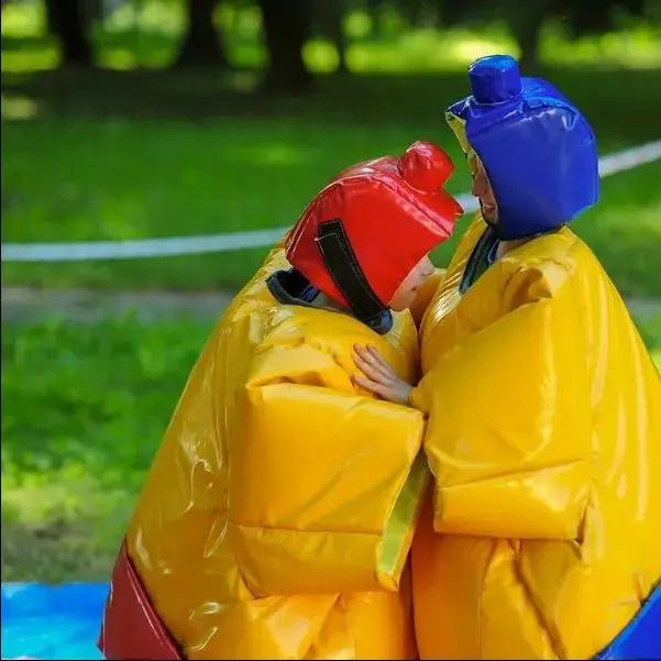 Cheap PVC Adult or Child Sumo Suits with mats customized Twins Sumo Costumes 2 in 1 Inflatable Fat Fighting Sumo Wrestling Suit