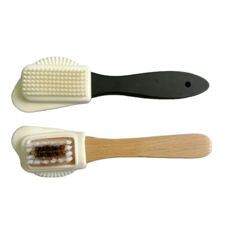 Customer Logo Wooden Handle Silicone Nubuck and Suede Frosted Cleaning Brush Restorer Natural Soft TPR Crepe Brush