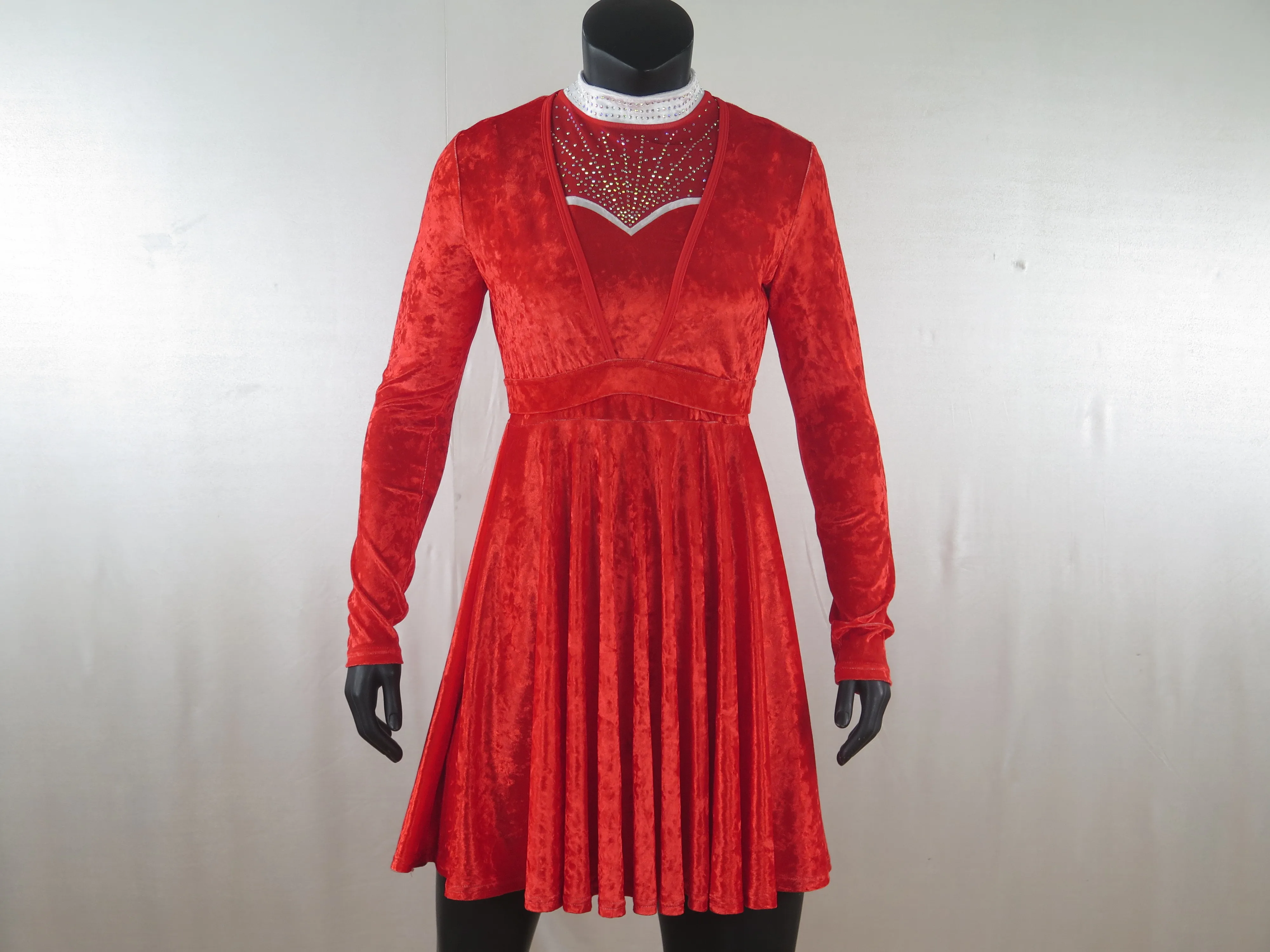 professional Latin dance training dress girls Christmas performance dress competition velvet red skirt sleeveless dress