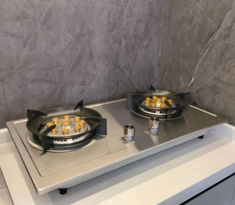 Made in China Build in Gas Stove 2 Burners Stainless Steel Panel Nine Heads Design Gas Cooktop Battery Stove for Cooking