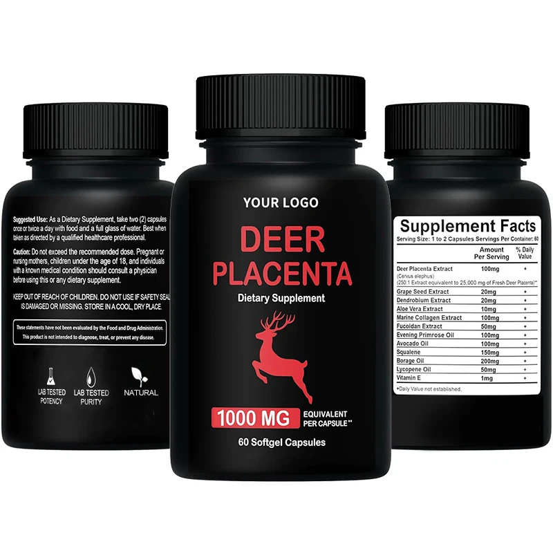 Beton Supply Deer Placenta Extract Supplement Softgel Capsule Pills Private Label