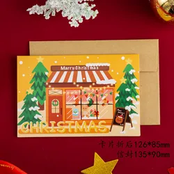 CL015 Merry Christmas Cards with Envelope New Year Gifts Card Xmas Postcard Party Supplies Noel Decoration Xmas Greeting Cards