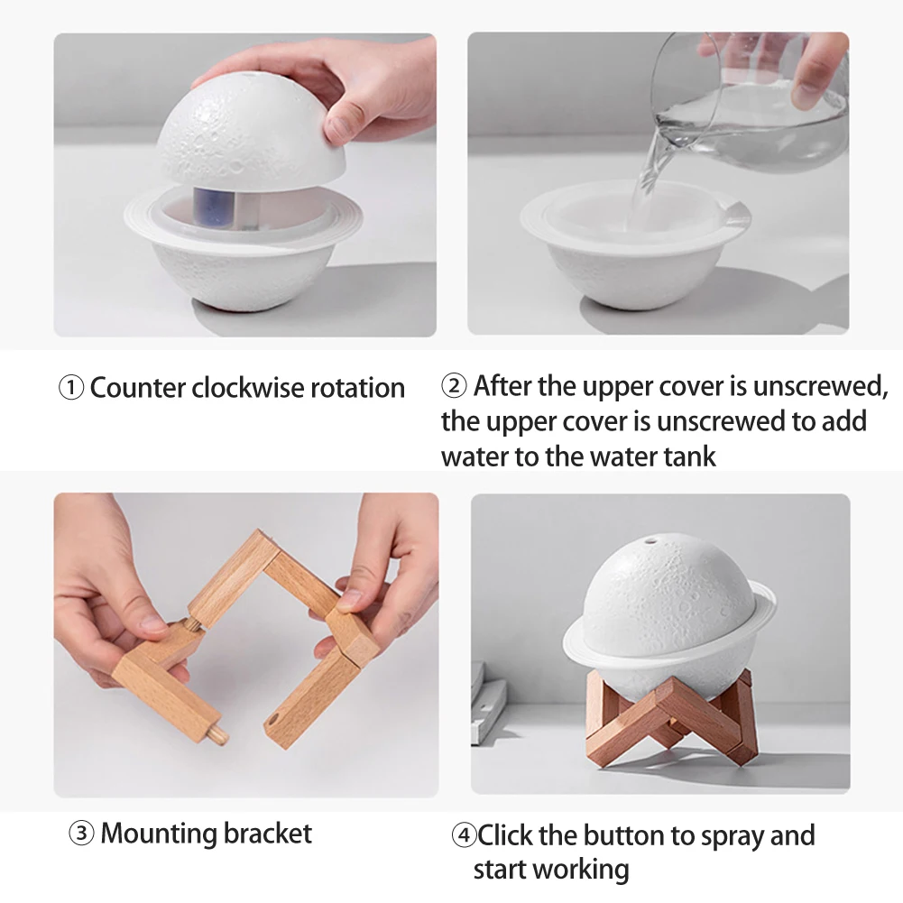 Factory Direct Lamp Humidifier USB Desktop Bedroom 3D Stars Planets Moon Light Ultrasonic Air Diffuser Humidifier