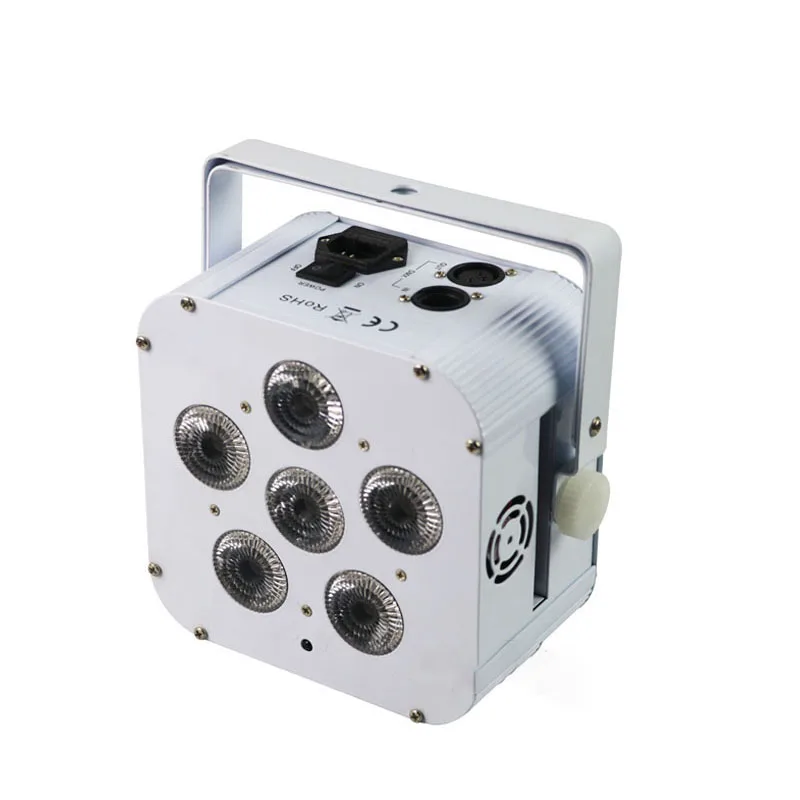 Mini Laser 6pcs RGBWA+UV Smart Dj Uplight With Battery Wireless &IRC Remote Control DMX Slim Flat Par Light