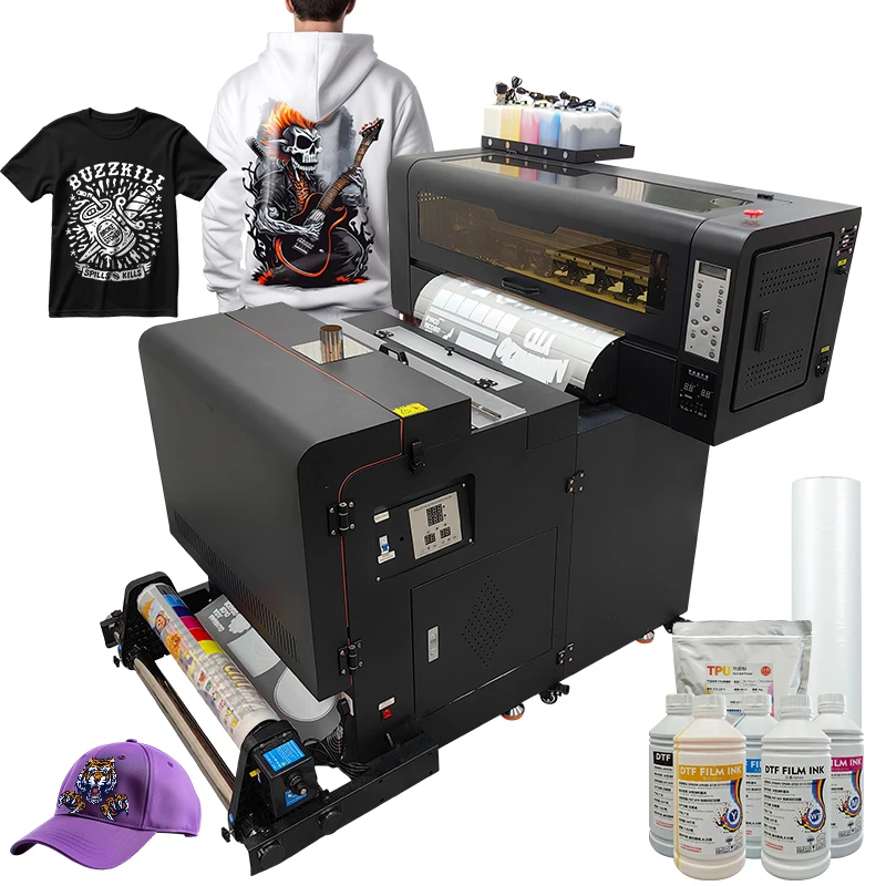 LAITUO Automatic Winding A1 Tshirt Xp600 Black All In One Dtf 60Cm Universal Printing Machine With Silent Rail