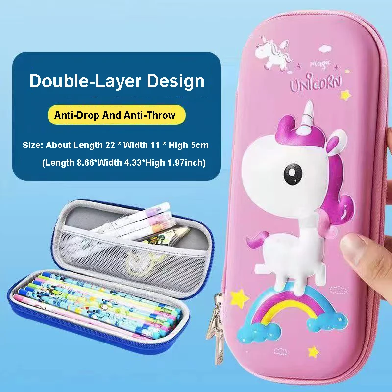 Wholesale 3D PU EVA Cartoon Pink Rabbit Cat Pencil Box Custom Hair Dryer Eva Sponge Foam Magnetic Storage Box With Eva Insert