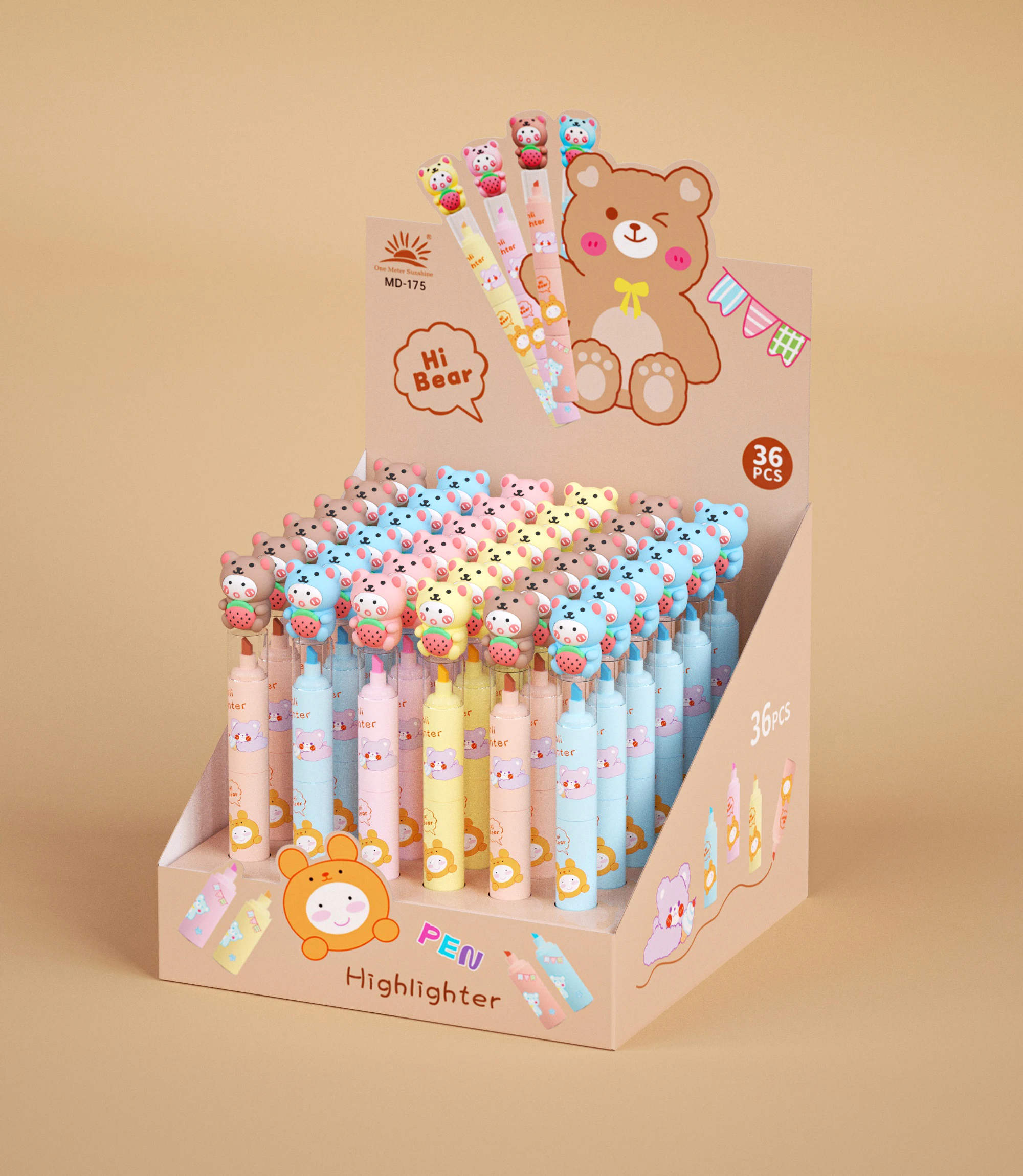 1/4 Cute colorful marker Cartoon pastel Highlighters Pen Paint Marking Fluorescent Mini Size Draw Highlighters 6colors marker pe