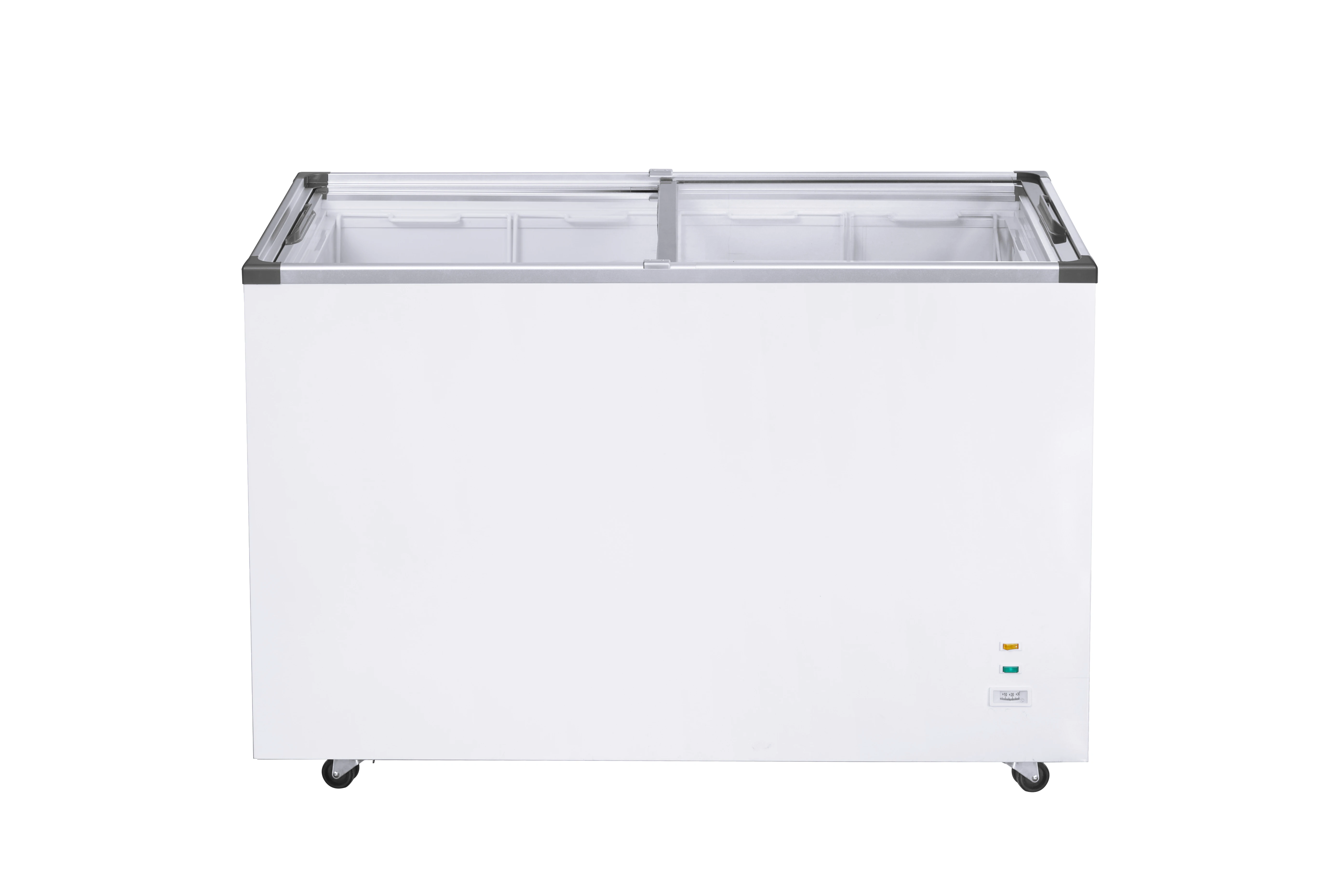 Kenkuhl supermarket flat glass top commercial ice cream food meat open display freezer cabinet
