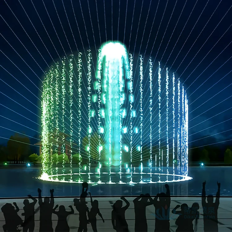 Hot-sale Customized Outdoor Large-scale Lake Water Musical Fountain DMX Light Water Screen Movie