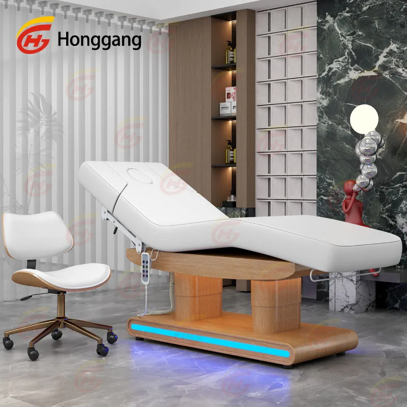 Factory Wholesale Hot Sale Can Tilt Manual Operation Height Adjustable Electric Beauty Bed 4 Motors Massage Bed