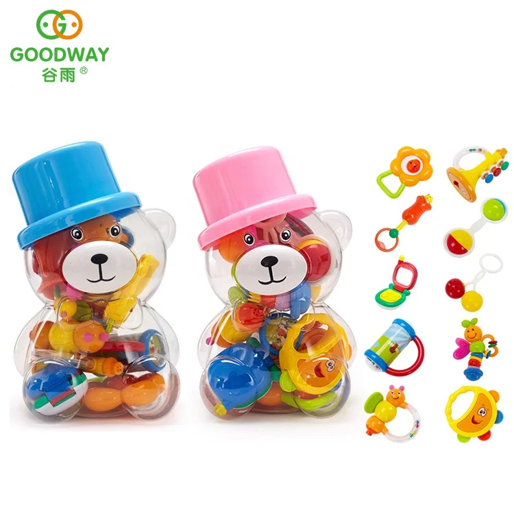 
10pcs Plastic Funny Baby Shaking Hand Ringing Bell Grasping Rattle Set 