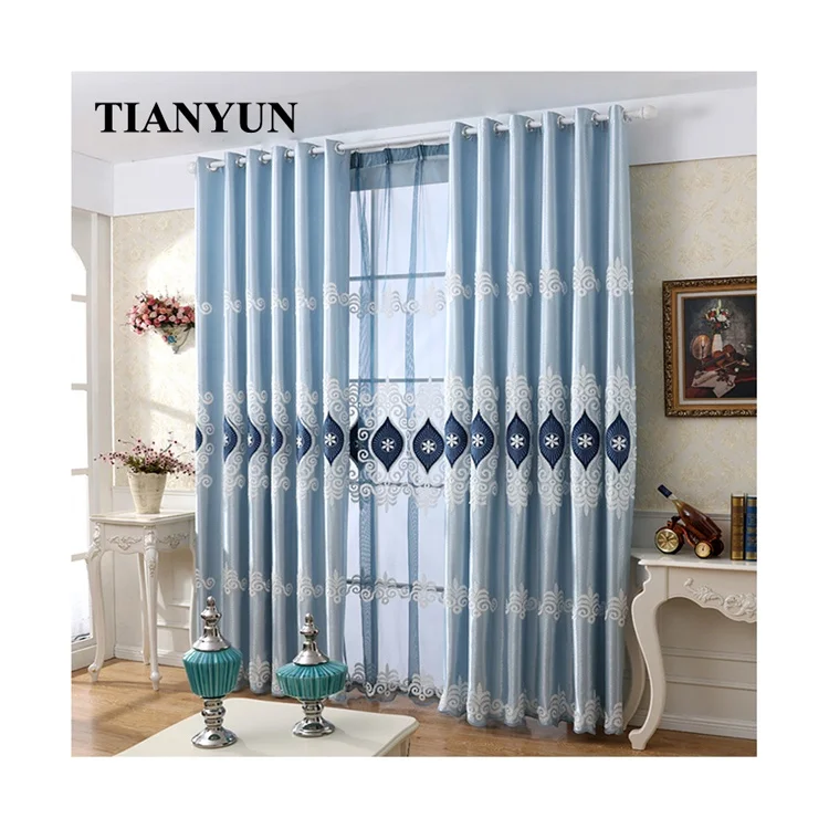 European and American Style Embroidery Warm and Cold Insulating Thermal Abstract Curtains and Bedsheets