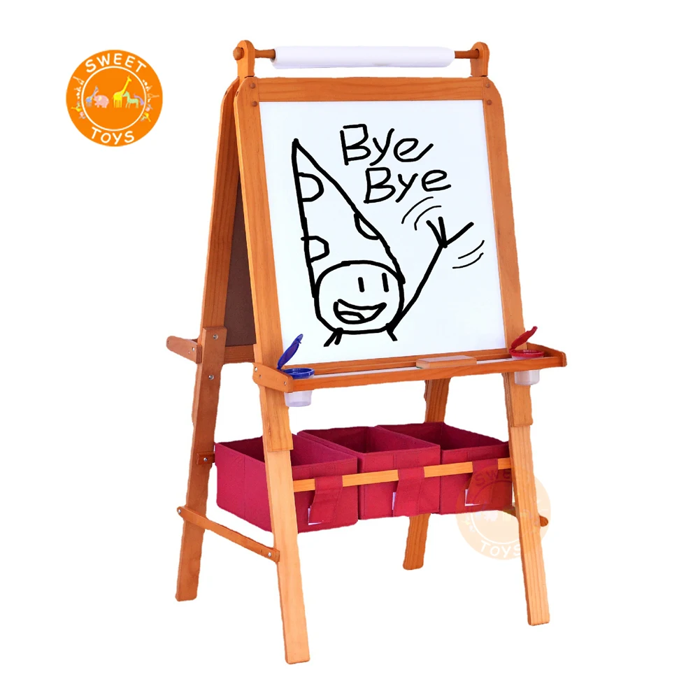 2-in-1 Lap Boards Top Easel Double-sided Wood Blackboard Drawing Board For Early Educational and Distant Learning