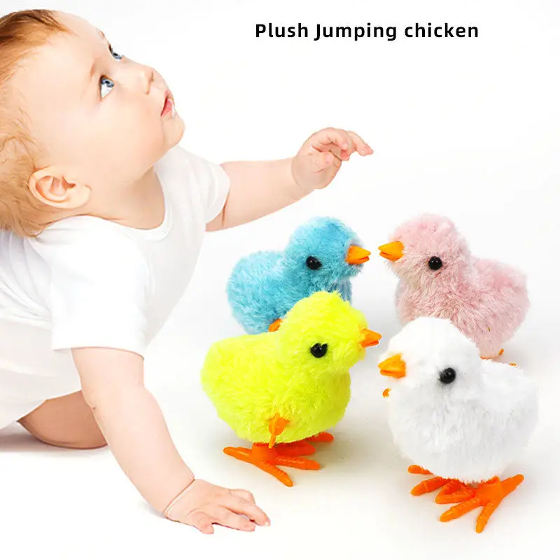 2024 Cute Wind Up Chick Plush Animals Toy Kids Boy Girl Stuffed Animals Chick Clockwork Walking Toys Children Fun Gifts