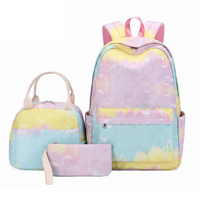 Factory wholesale customized logo school bag backpack waterproof school bags girls casual school backpacks set with lunch bag