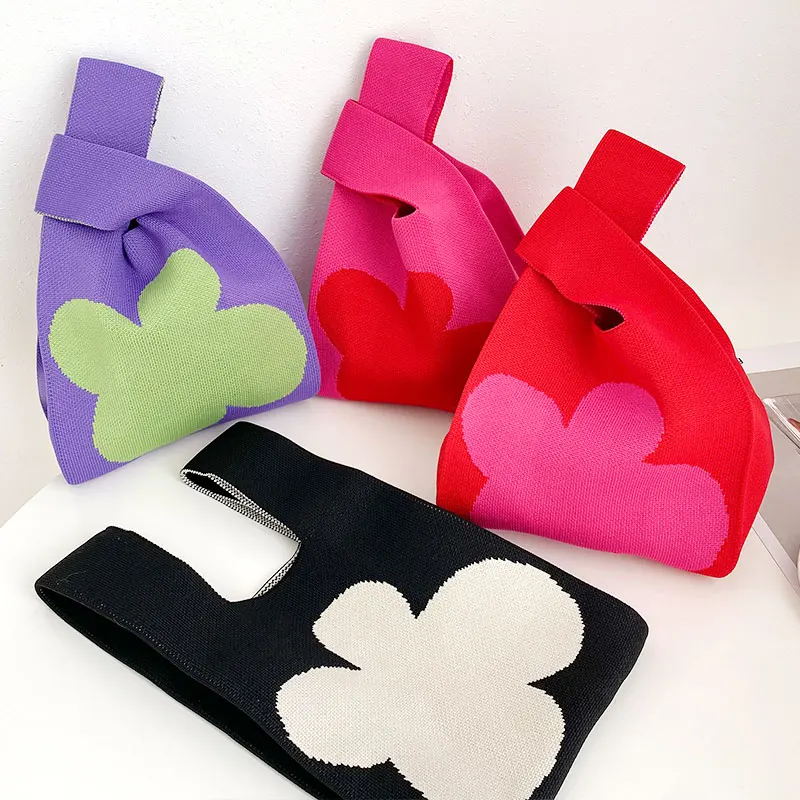 Корейский стиль ins вязаная Цветочная сумка для покупок индивидуальная крючком милый кошелек Портативная на запястье