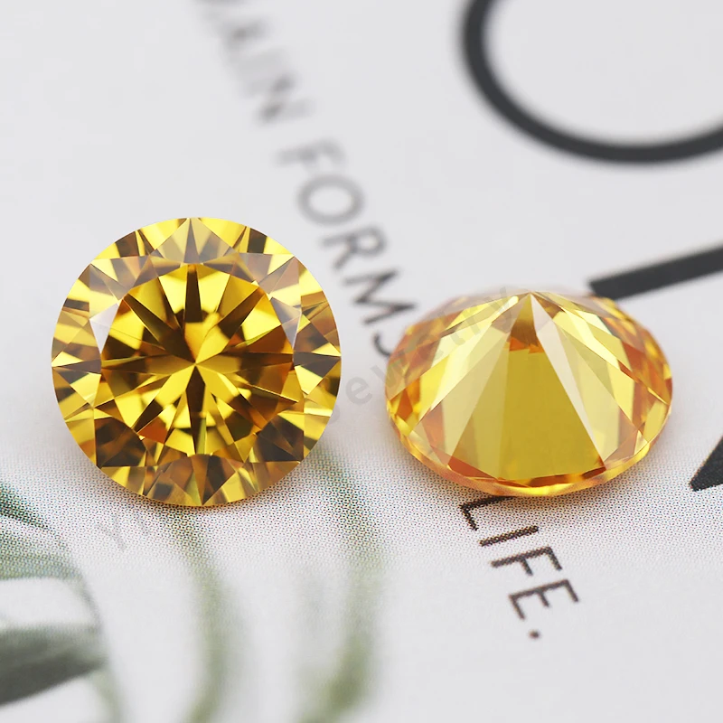 Factory Price Star Cut 5A Yellow Round Cubic Zirconia  Loose gemstone CZ Stone
