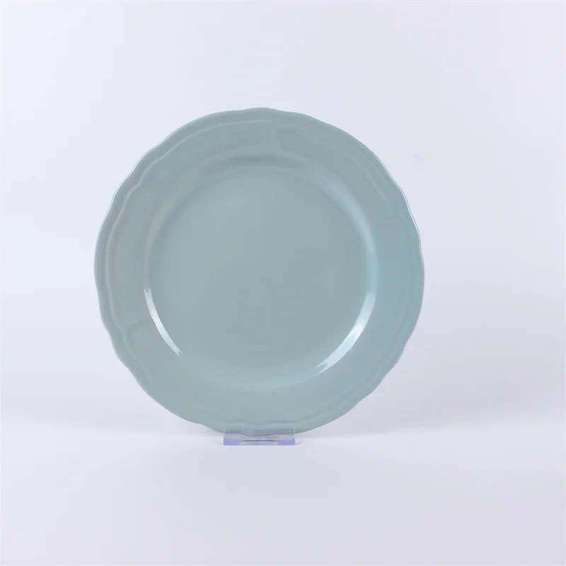 Scalloped nordic stoneware dinnerware bowl set color glazed dinner set